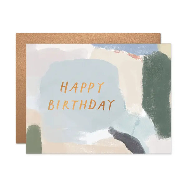 Happy Birthday Moss Abstract Note Card