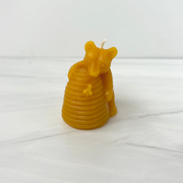 Honey Bear Hugging Hive Beeswax Candle