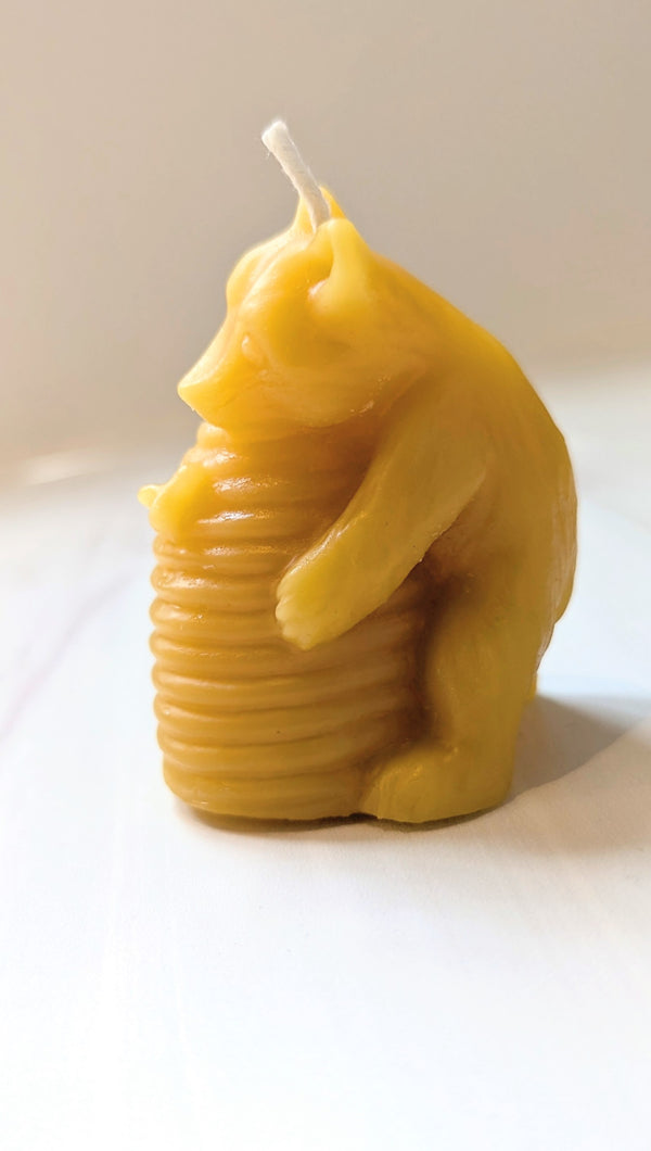 Honey Bear Hugging Hive Beeswax Candle