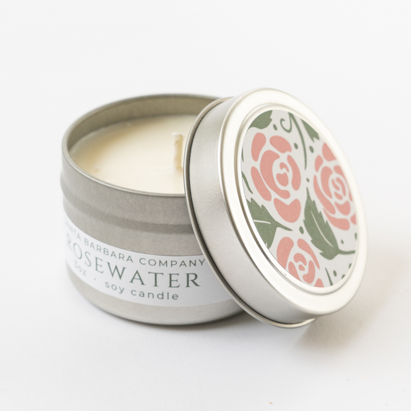 Santa Barbara Company Rosewater Travel Candle