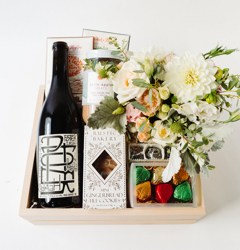 Potek Holiday Wine + Flowers Gift