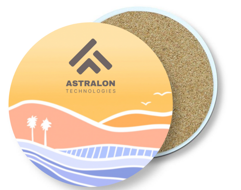 Custom Logo Sunset Beach Ceramic Stone Coaster