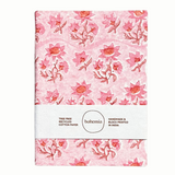 A cotton paper notebook with a vintage pink floral design.