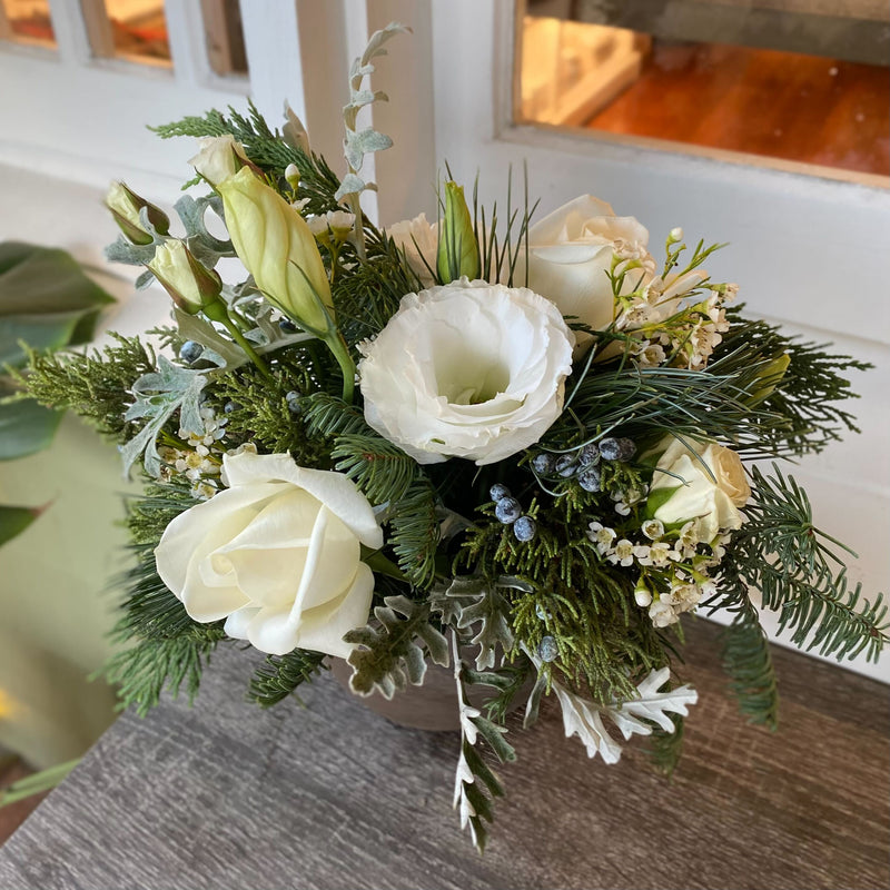 Winter Whites and Greens Arrangement