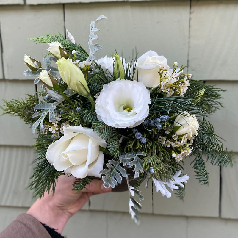 Winter Whites and Greens Arrangement