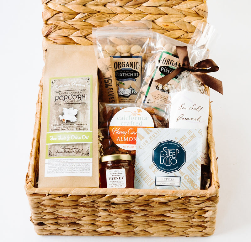 santa barbara artisan treats gift basket with local snacks