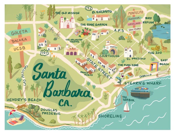 Carly's Map of Santa Barbara Postcard