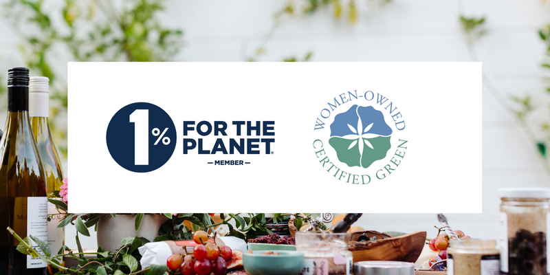 graphic with 1% for the planet member logo and women-owned green certified