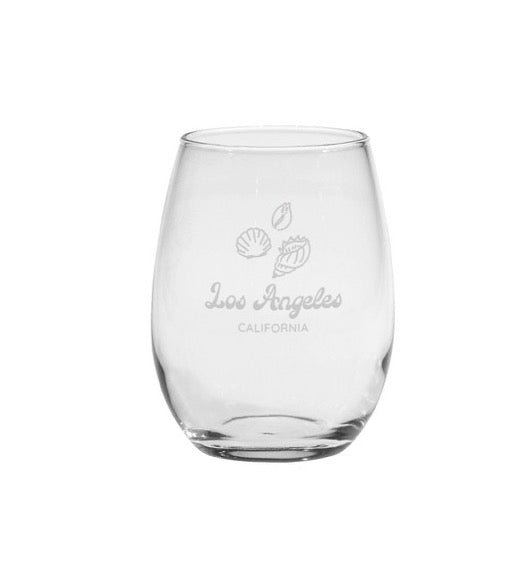 Los Angeles Shells Etched Stemless Wine Glass