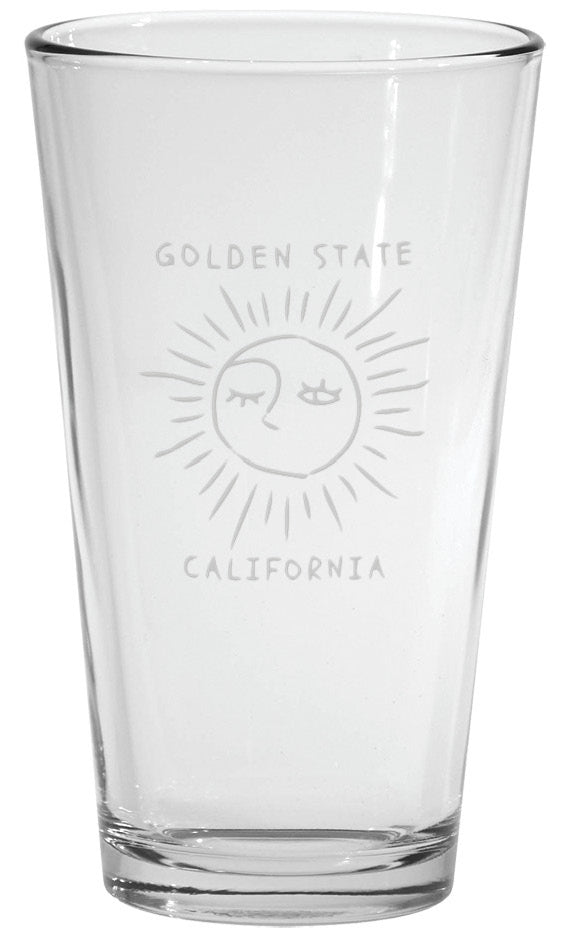 Custom Logo Golden State California Etched Pint Glass