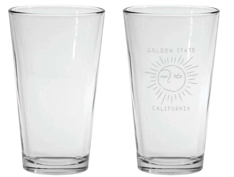 Custom Logo Golden State California Etched Pint Glass