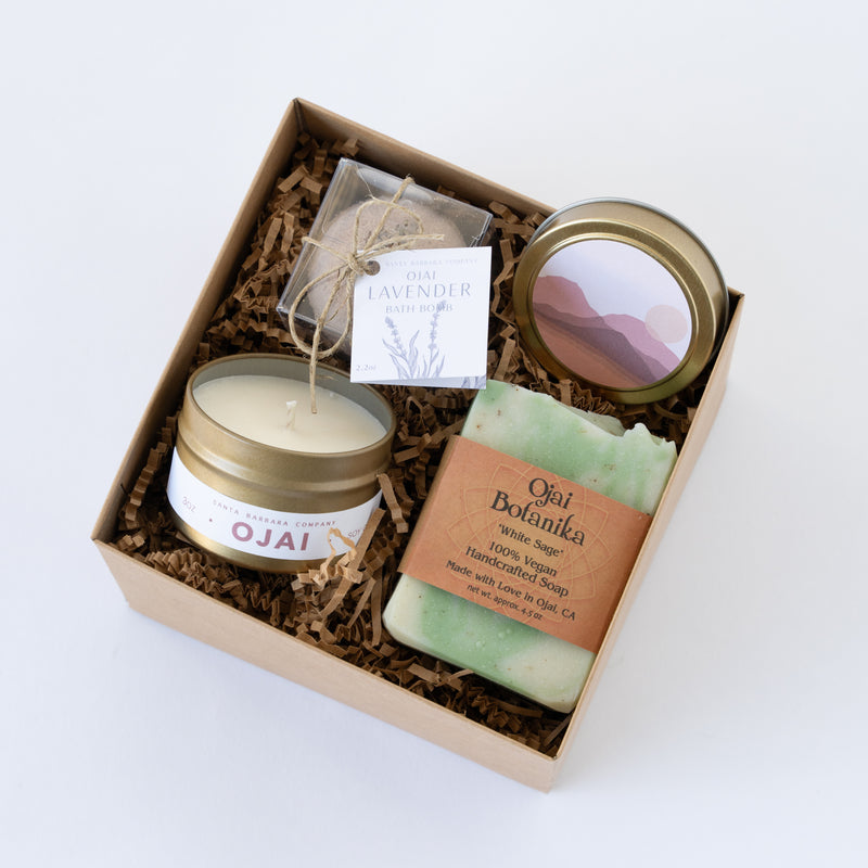 Santa Barbara Company Ojai Gift Box with candle, bath bomb and soap