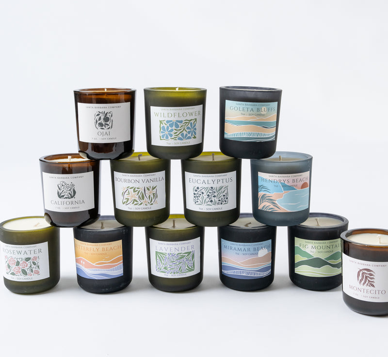 santa barbara themed candles including hendry's each, goleta bluffs, santa barbara and more.