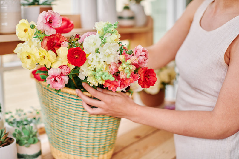 basket of fresh local flowers