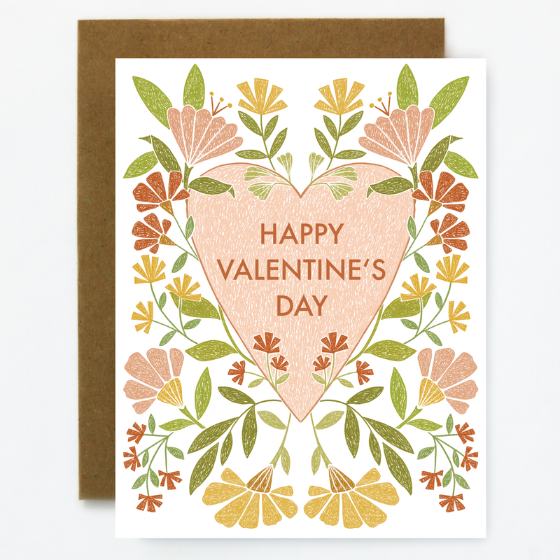 Floral Heart Valentine Note Card