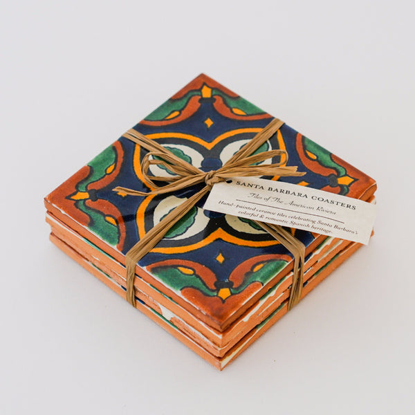 Laila Yellow Ceramic Tile Coasters – Santa Barbara Company