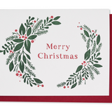 Merry Christmas Wreath Letterpress Card