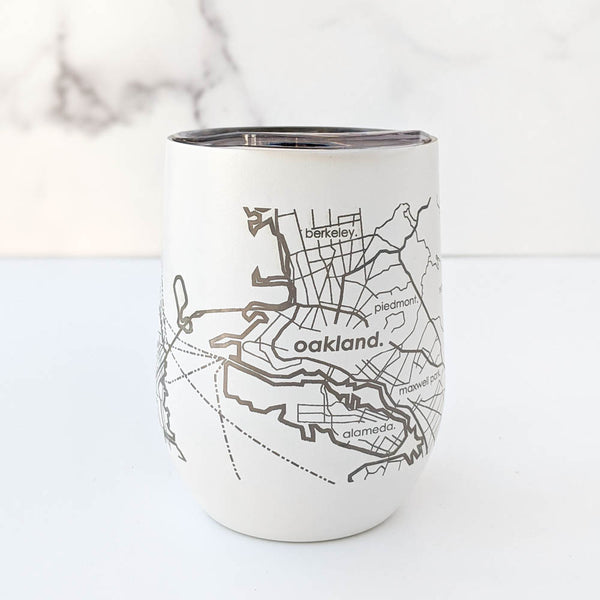 12 oz. Map Etched Insulated Wine Tumbler